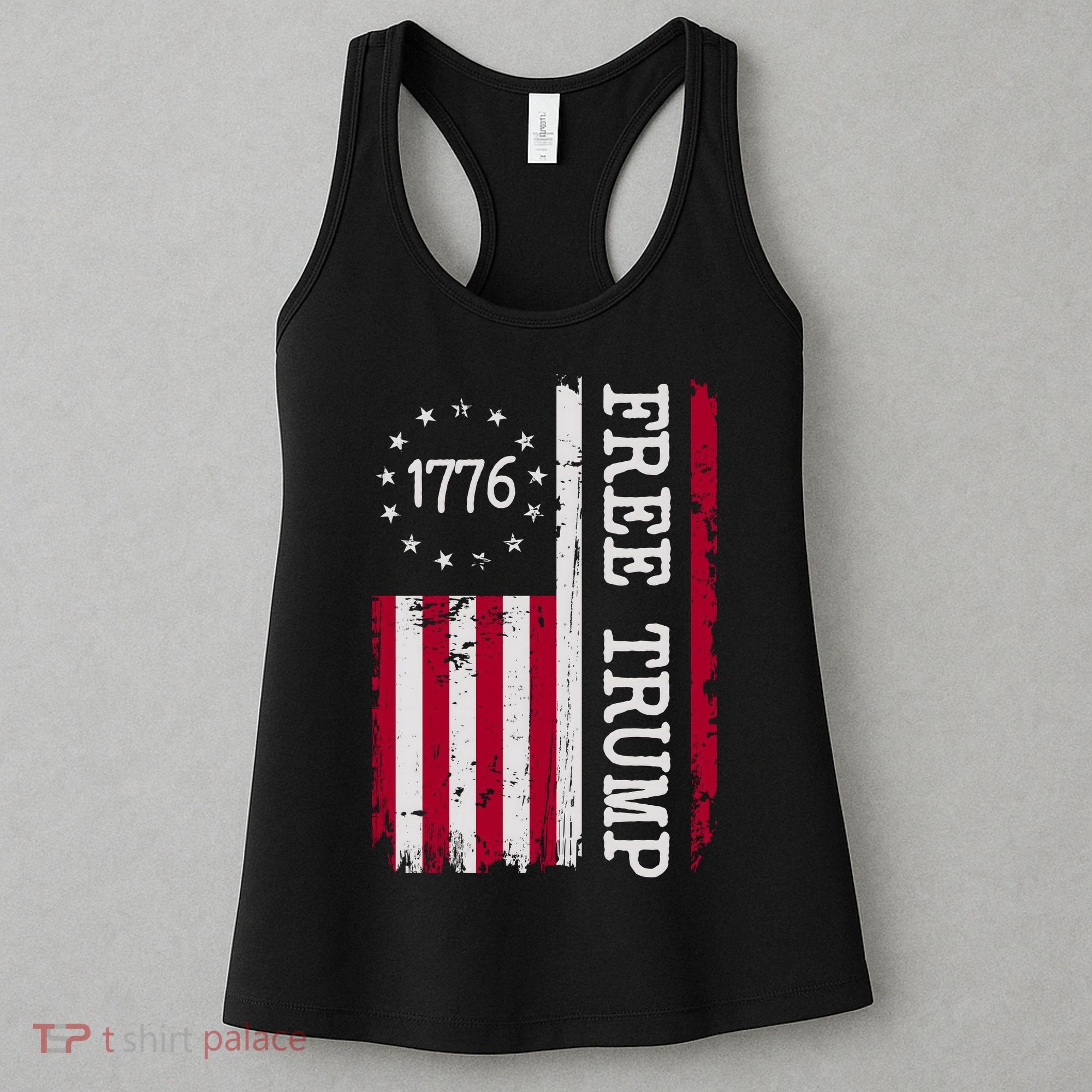 Free Trump Destressed 1776 Betsy Ross USA Flag Women's Tank Top