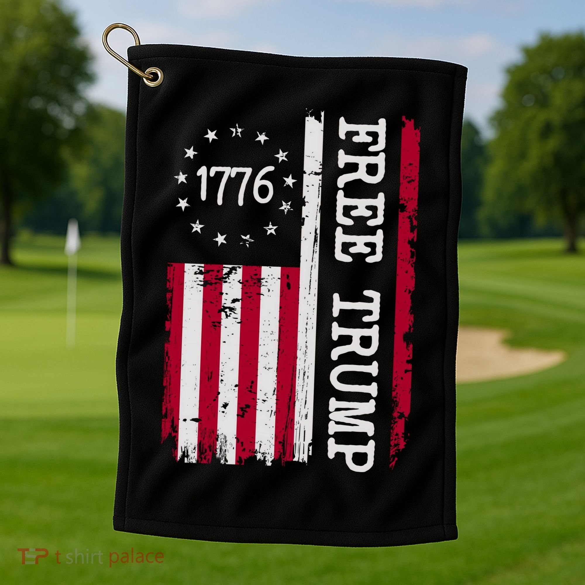 Free Trump Destressed 1776 Betsy Ross USA Flag Golf Towel