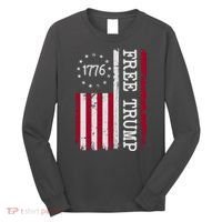 Free Trump Destressed 1776 Betsy Ross USA Flag Long Sleeve Shirt thumb 0