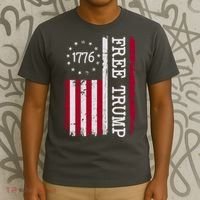 Free Trump Destressed 1776 Betsy Ross USA Flag T-Shirt thumb 3