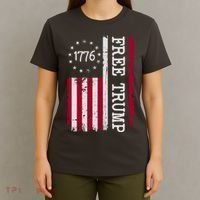 Free Trump Destressed 1776 Betsy Ross USA Flag T-Shirt thumb 4