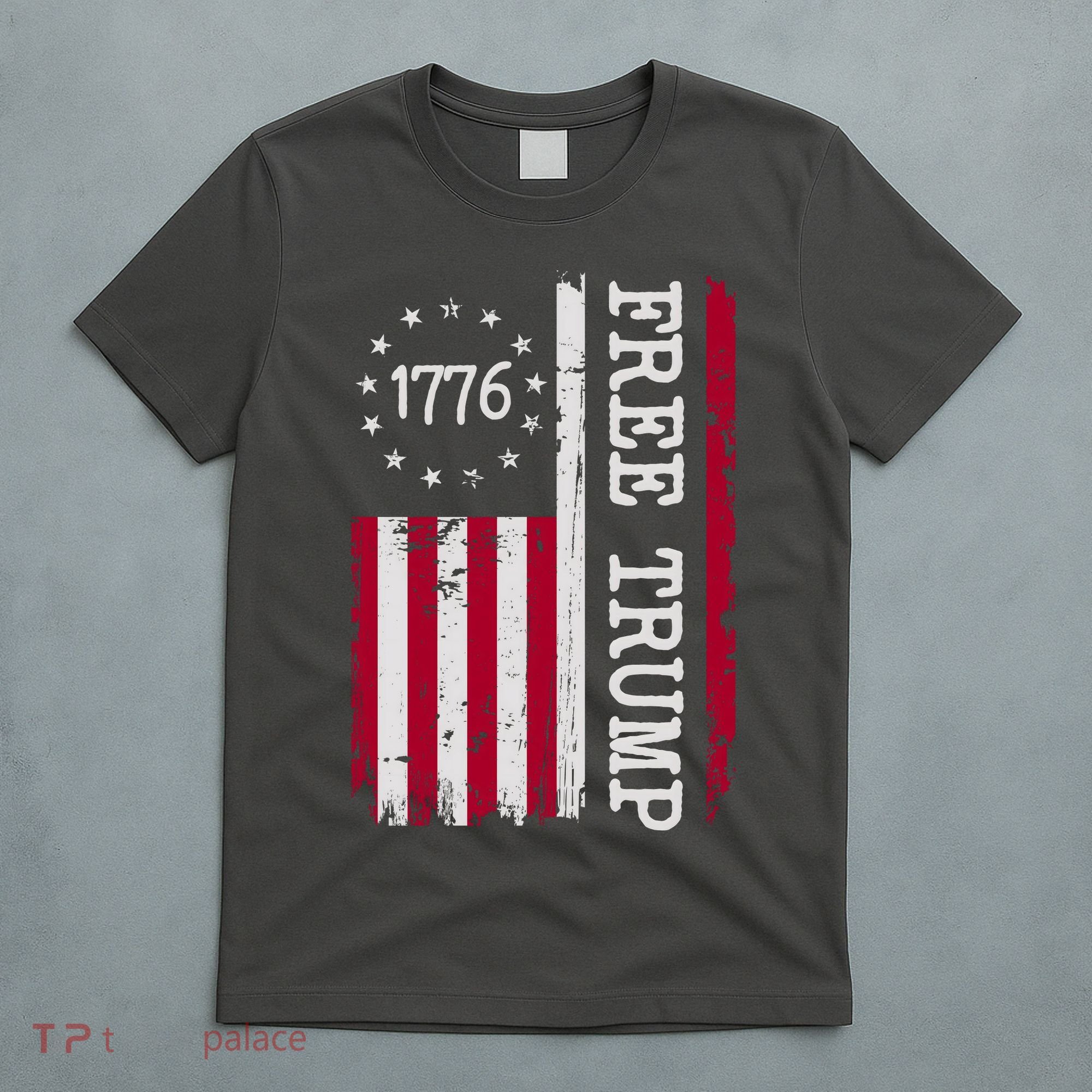 Free Trump Destressed 1776 Betsy Ross USA Flag T-Shirt