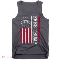 Free Trump Destressed 1776 Betsy Ross USA Flag Tank Top thumb 0