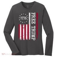 Free Trump Destressed 1776 Betsy Ross USA Flag Women's Long Sleeve Shirt thumb 0