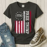 Free Trump Destressed 1776 Betsy Ross USA Flag Women's T-Shirt thumb 3