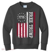 Free Trump Destressed 1776 Betsy Ross USA Flag Kids Sweatshirt thumb 0