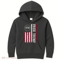 Free Trump Destressed 1776 Betsy Ross USA Flag Kids Hoodie thumb 0