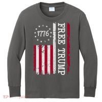 Free Trump Destressed 1776 Betsy Ross USA Flag Kids Long Sleeve Shirt thumb 0