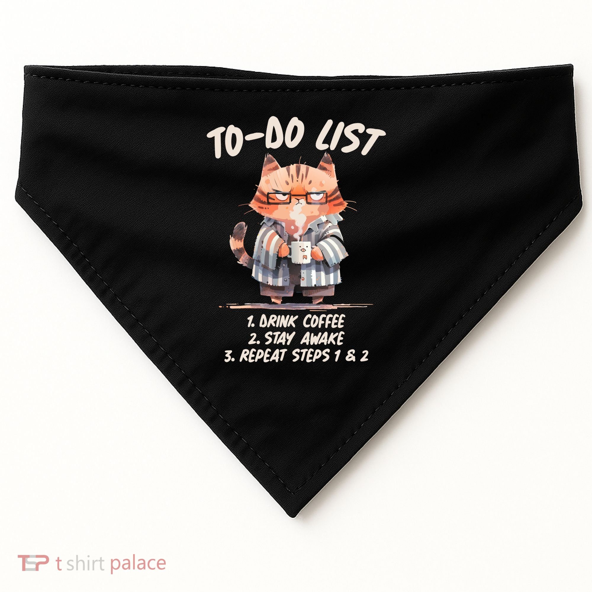 Funny To Do List Grumpy Coffee Cat USA-Made Doggie Bandana