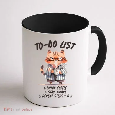 Funny To Do List Grumpy Coffee Cat Coffee Mug back