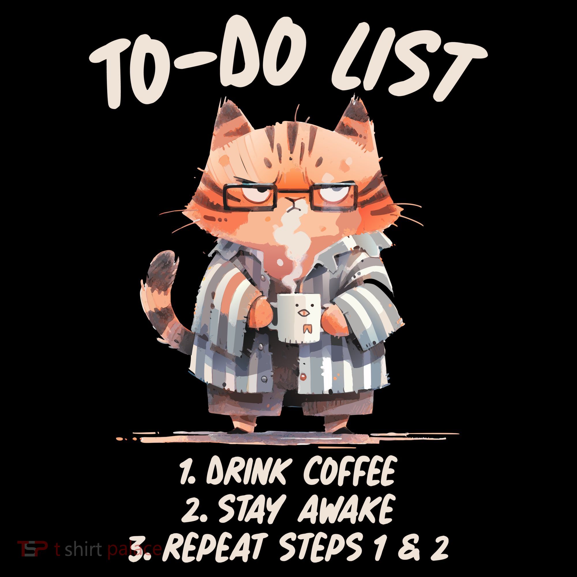 Funny To Do List Grumpy Coffee Cat Pajama Set