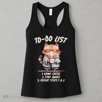 Funny To Do List Grumpy Coffee Cat Women's Tank Top thumb 3