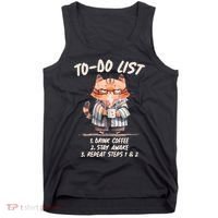 Funny To Do List Grumpy Coffee Cat Tank Top thumb 0