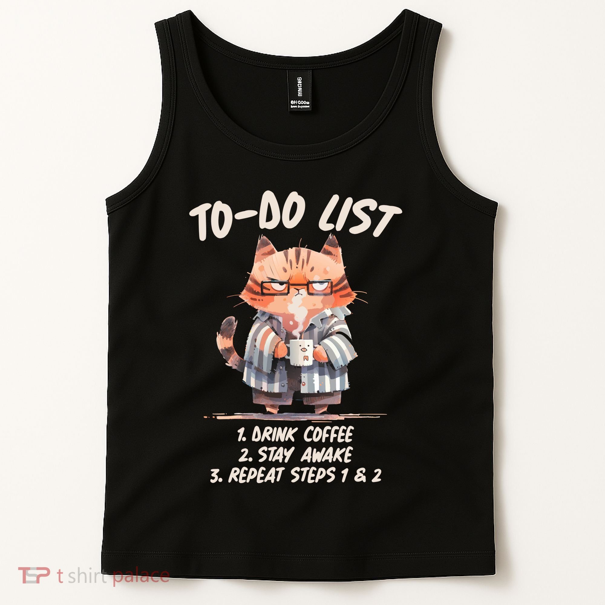 Funny To Do List Grumpy Coffee Cat Tank Top