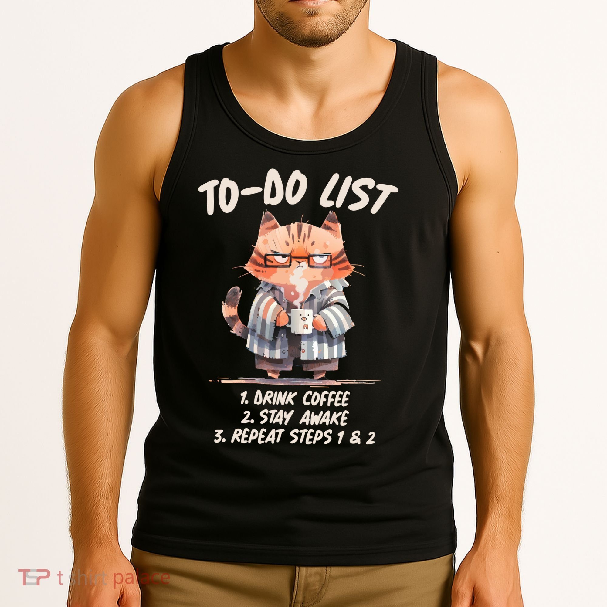 Funny To Do List Grumpy Coffee Cat Tank Top