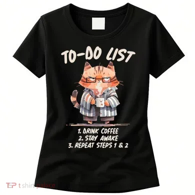 Funny To Do List Grumpy Coffee Cat Women's T-Shirt