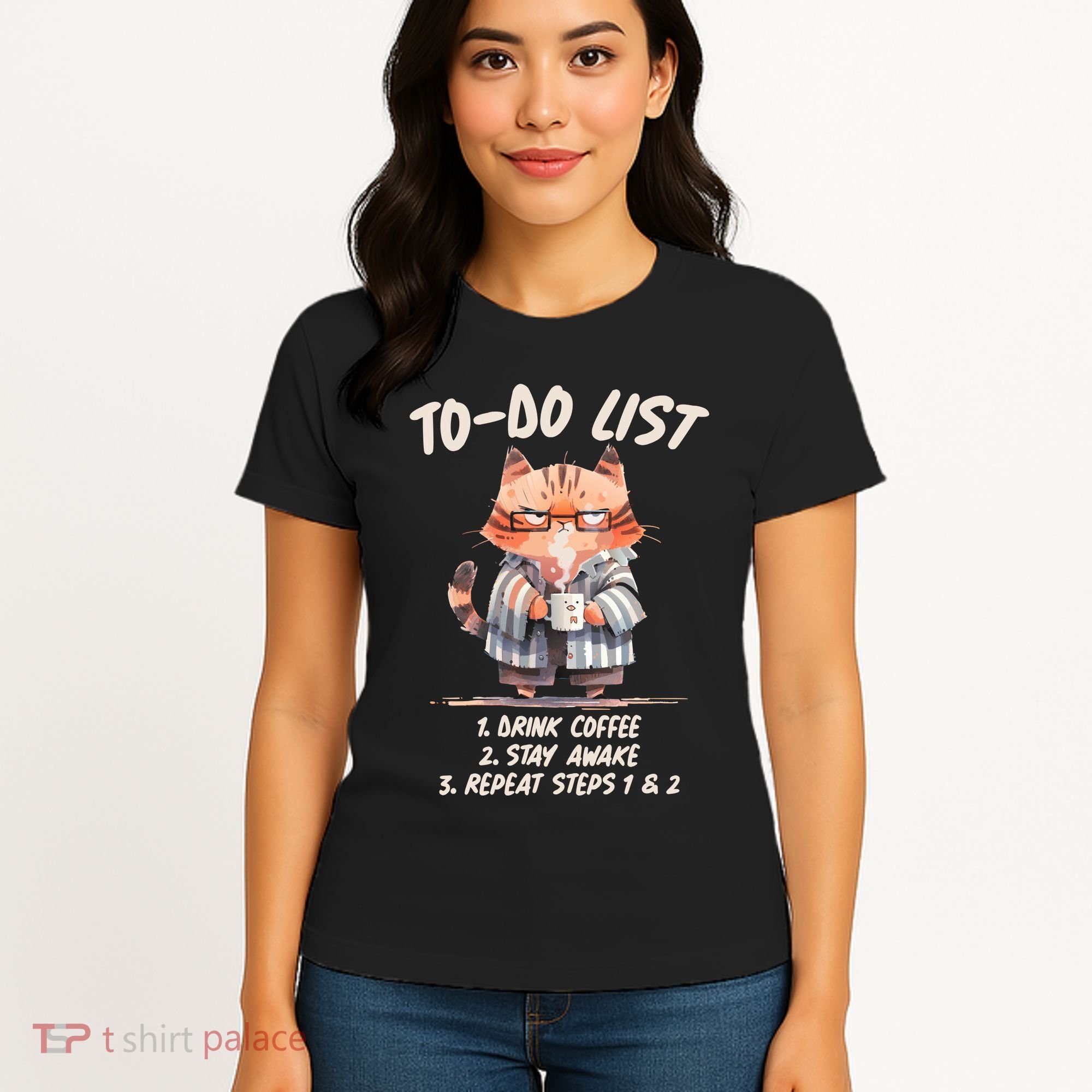 Funny To Do List Grumpy Coffee Cat Women's T-Shirt