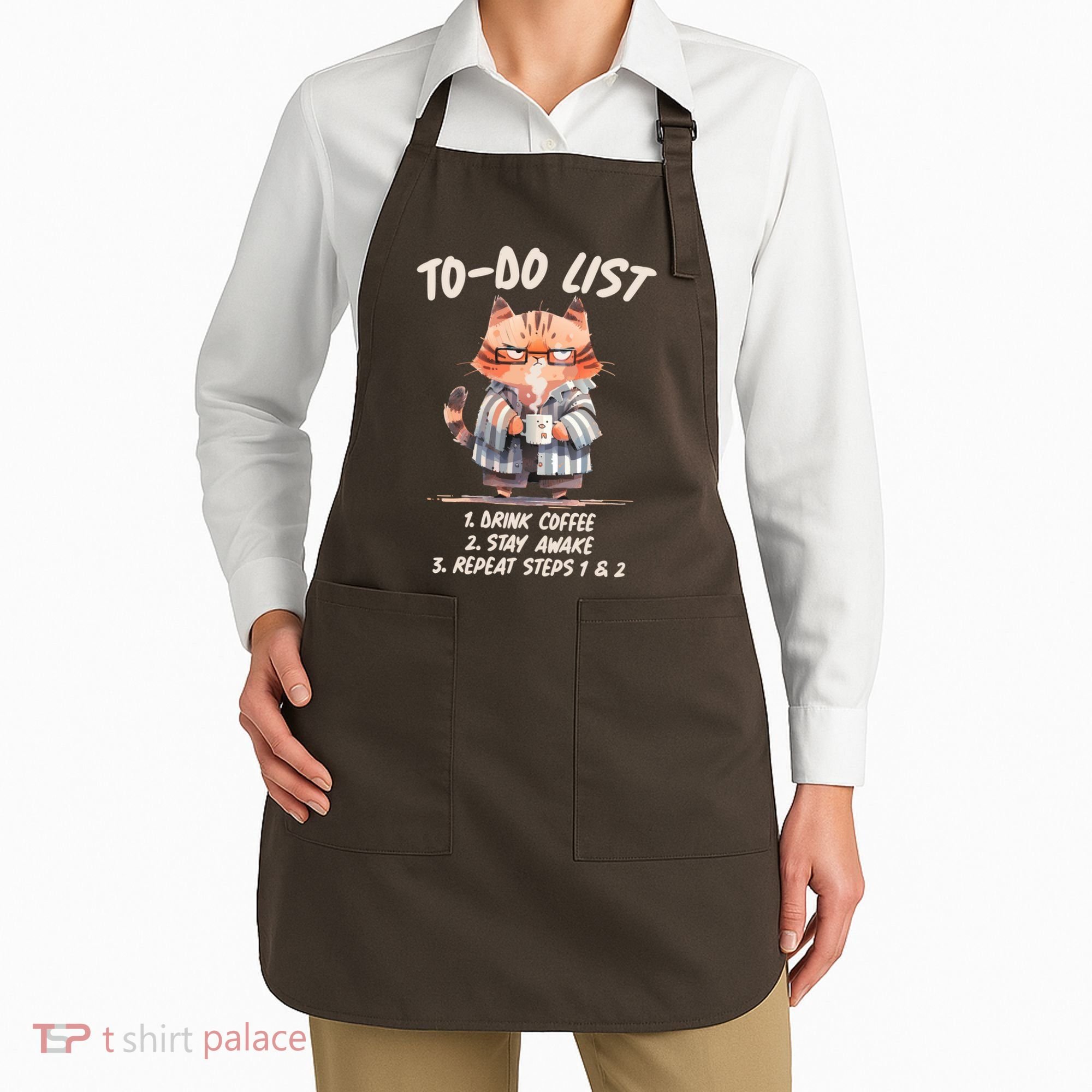 Funny To Do List Grumpy Coffee Cat Apron