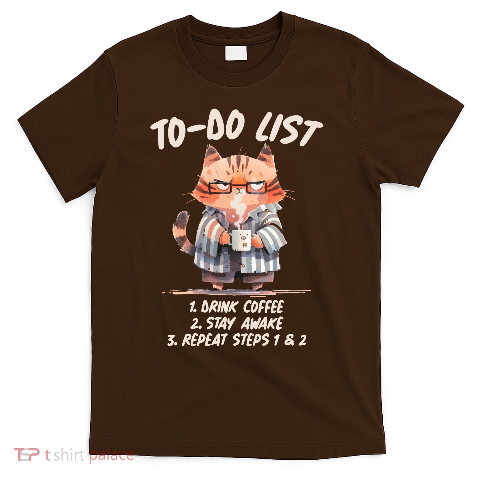 Funny To Do List Grumpy Coffee Cat T-Shirt