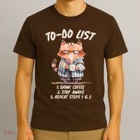 Funny To Do List Grumpy Coffee Cat T-Shirt thumb 3
