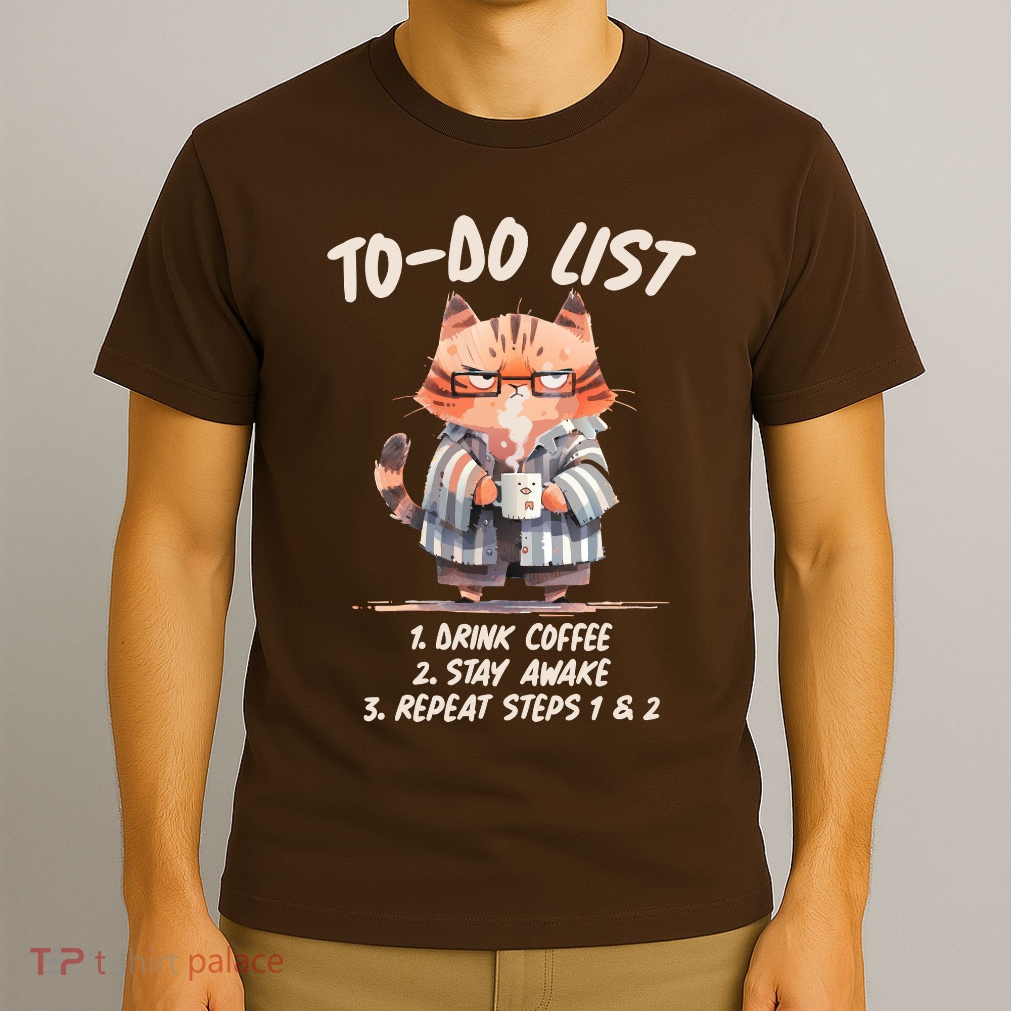 Funny To Do List Grumpy Coffee Cat T-Shirt