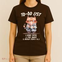 Funny To Do List Grumpy Coffee Cat T-Shirt thumb 4