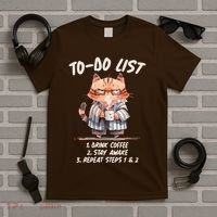 Funny To Do List Grumpy Coffee Cat T-Shirt thumb 5