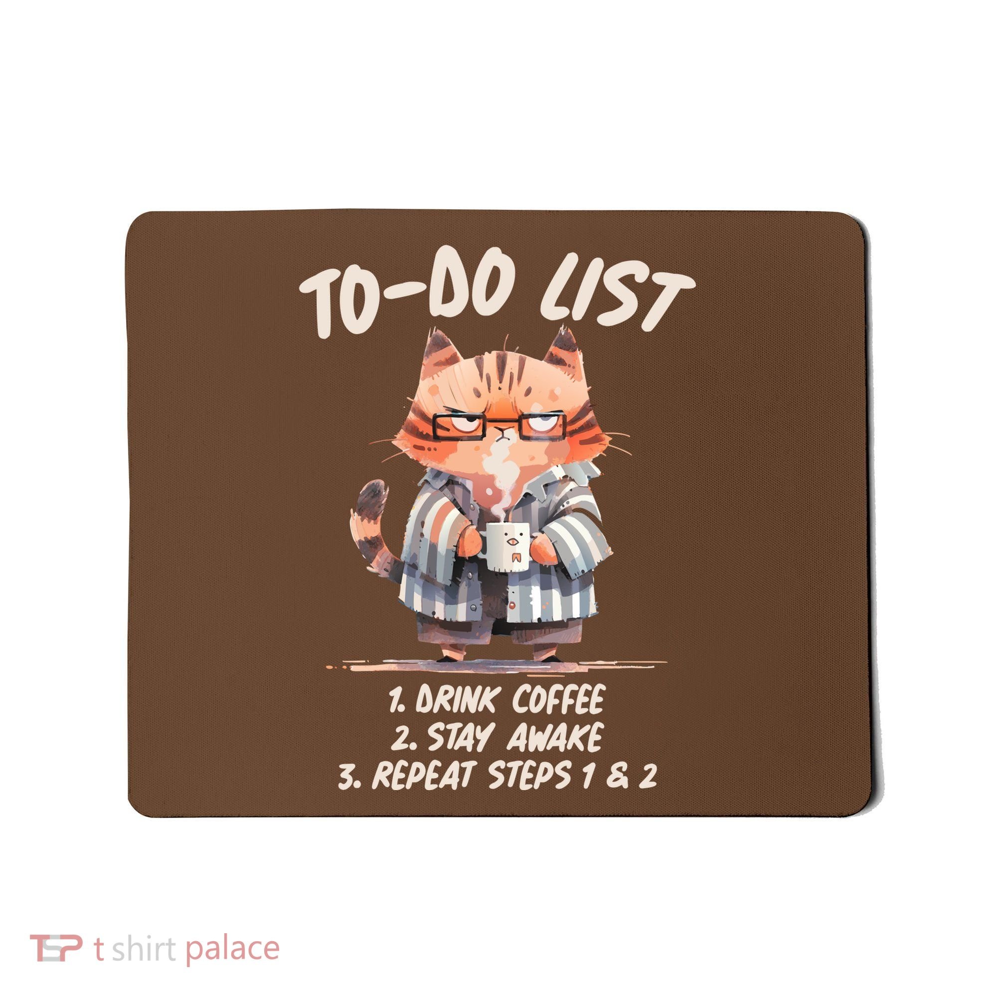 Funny To Do List Grumpy Coffee Cat Mousepad