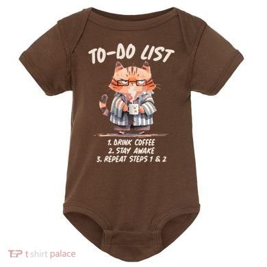 Funny To Do List Grumpy Coffee Cat Baby Bodysuit