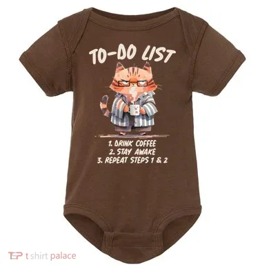 Funny To Do List Grumpy Coffee Cat Baby Bodysuit