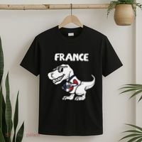France Trex Dino French Flag Soccer Fan T-Shirt thumb 2