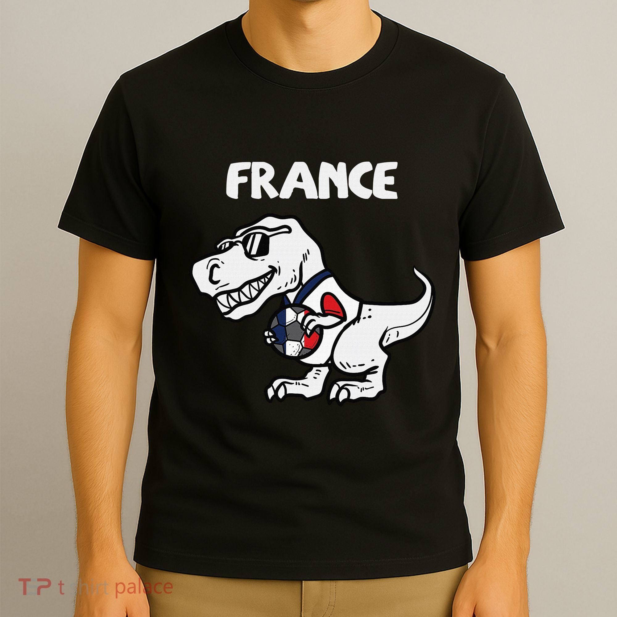 France Trex Dino French Flag Soccer Fan T-Shirt