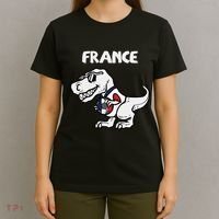 France Trex Dino French Flag Soccer Fan T-Shirt thumb 4
