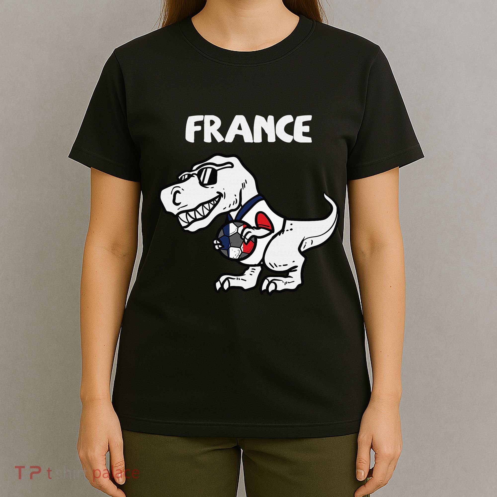 France Trex Dino French Flag Soccer Fan T-Shirt