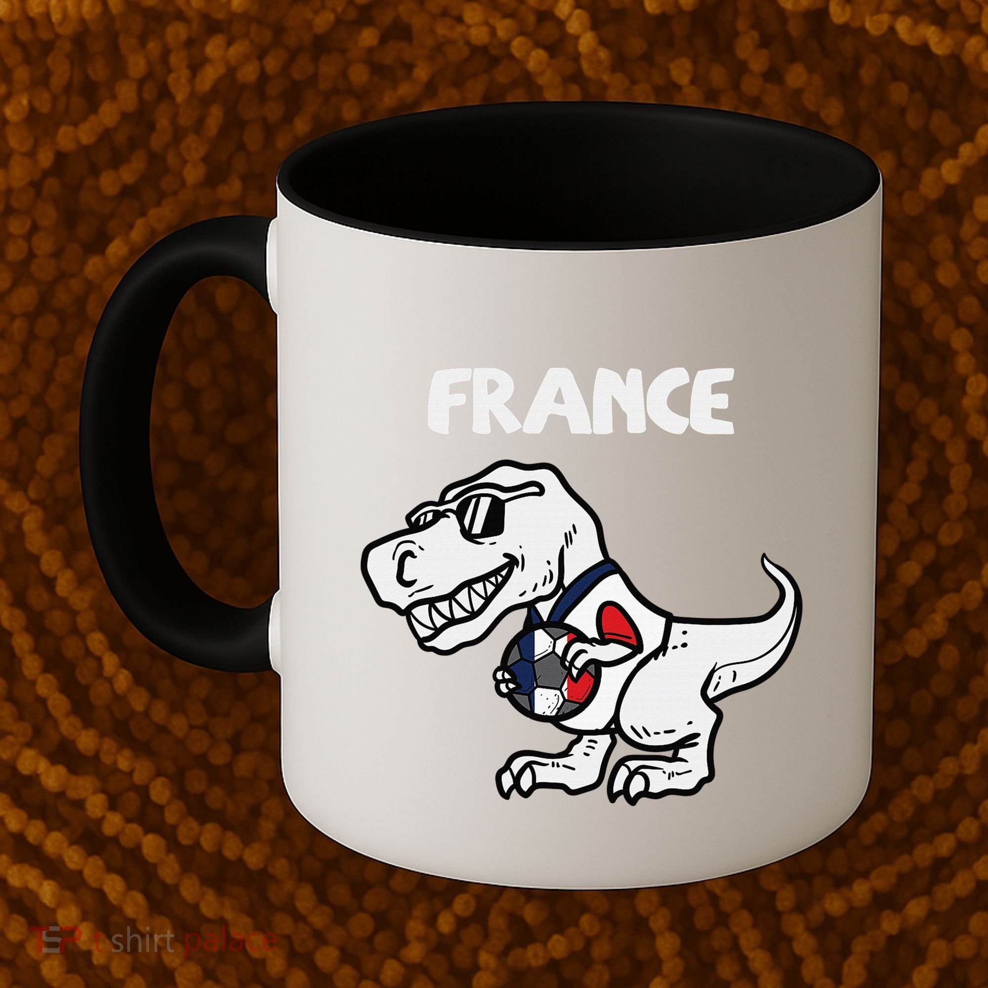 France Trex Dino French Flag Soccer Fan Coffee Mug