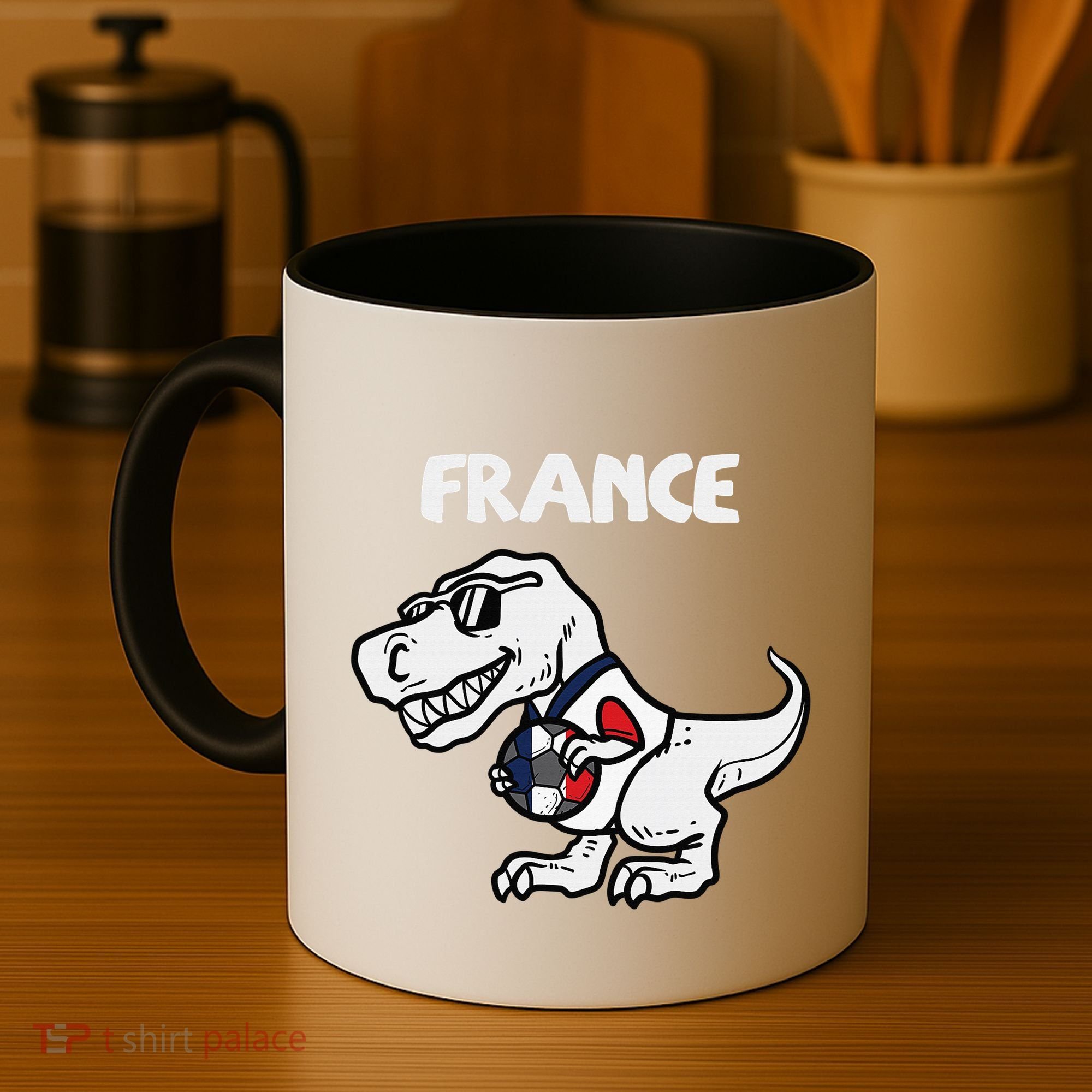 France Trex Dino French Flag Soccer Fan Coffee Mug