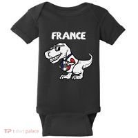 France Trex Dino French Flag Soccer Fan Baby Bodysuit thumb 0