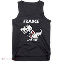 France Trex Dino French Flag Soccer Fan Tank Top thumb 0
