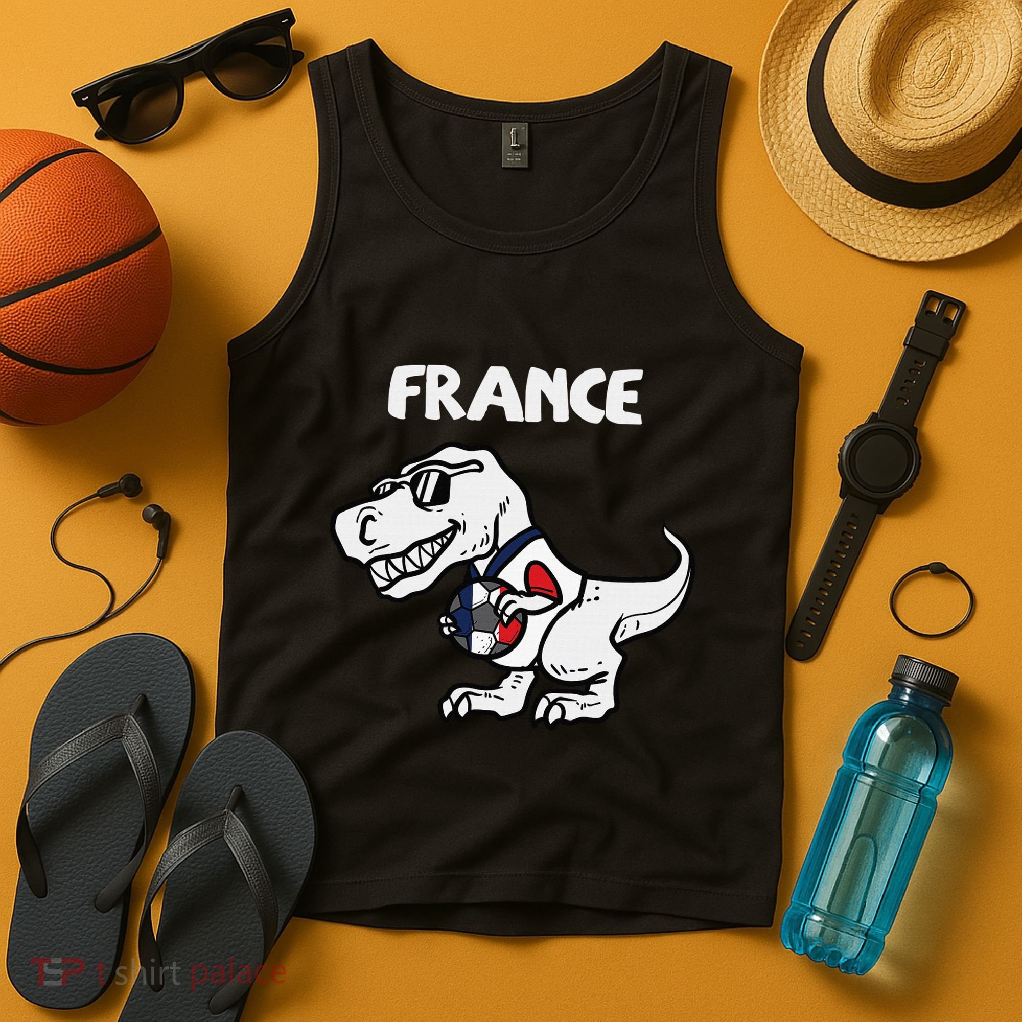 France Trex Dino French Flag Soccer Fan Tank Top