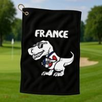 France Trex Dino French Flag Soccer Fan Golf Towel thumb 1