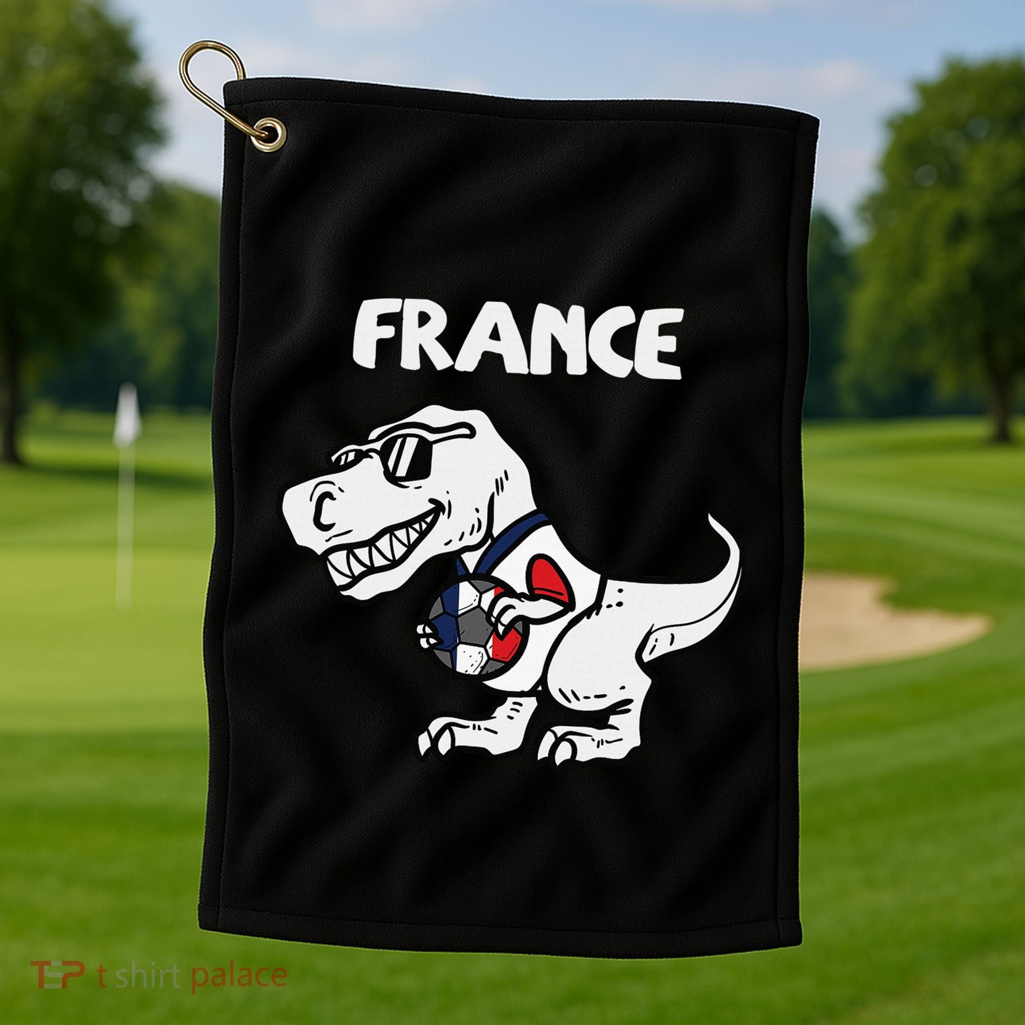 France Trex Dino French Flag Soccer Fan Golf Towel