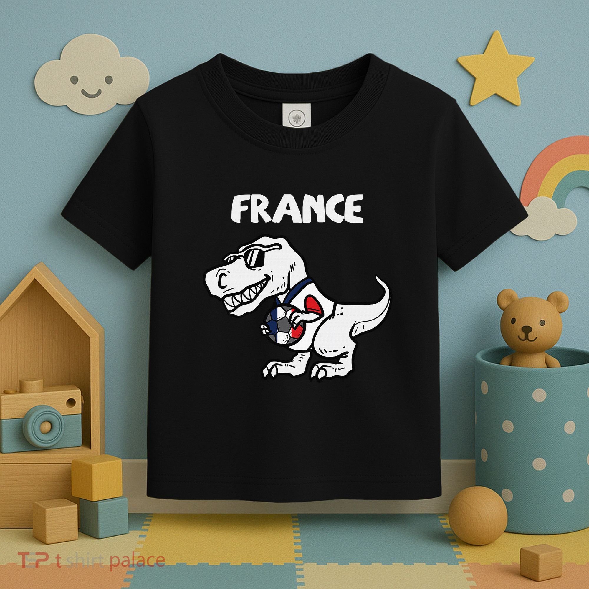 France Trex Dino French Flag Soccer Fan Toddler T-Shirt