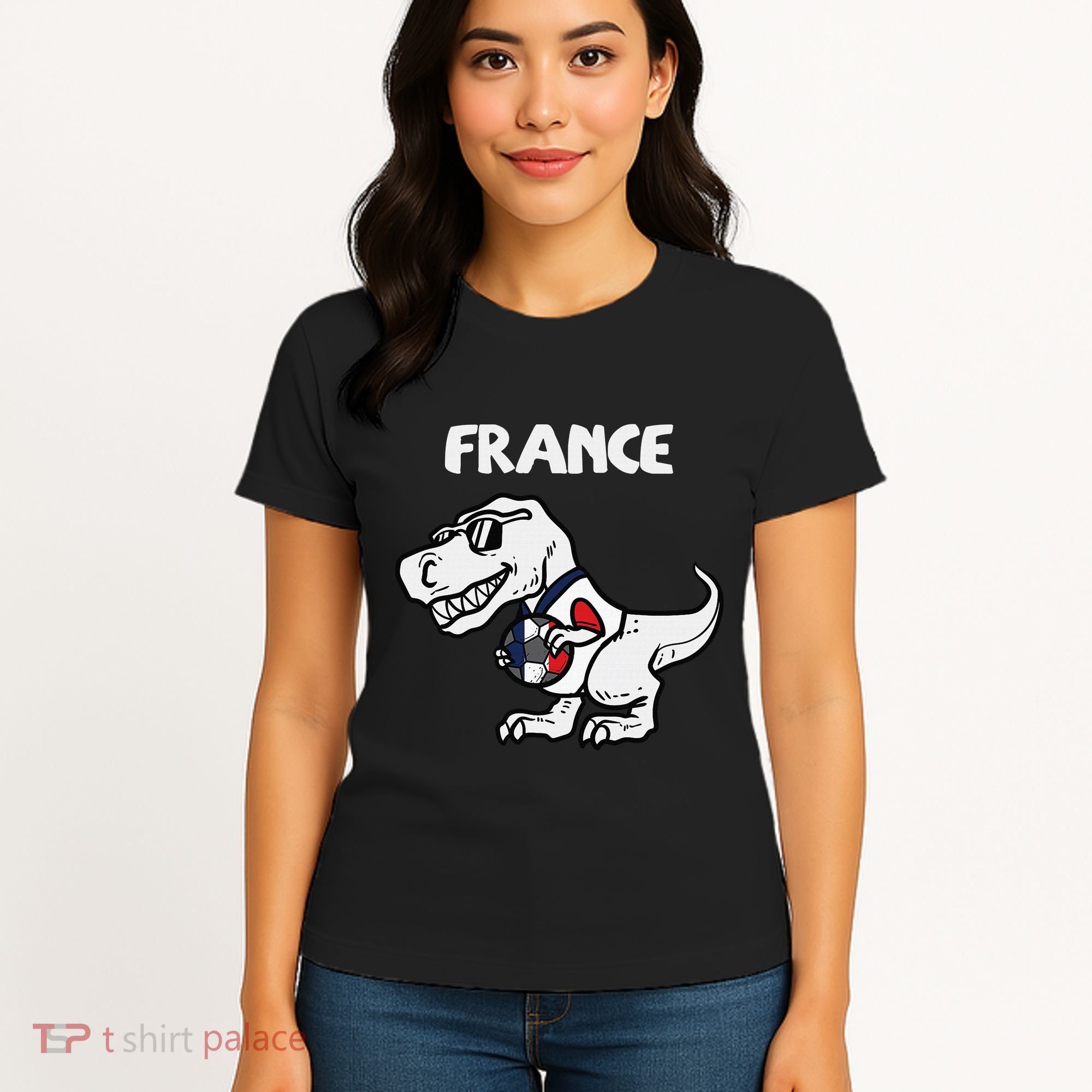 France Trex Dino French Flag Soccer Fan Women's T-Shirt