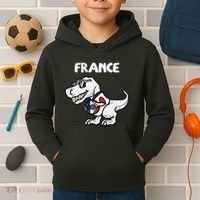 France Trex Dino French Flag Soccer Fan Kids Hoodie thumb 2
