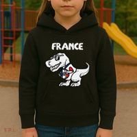 France Trex Dino French Flag Soccer Fan Kids Hoodie thumb 3