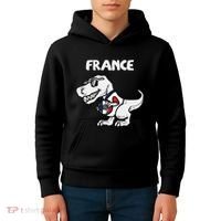 France Trex Dino French Flag Soccer Fan Kids Hoodie thumb 4