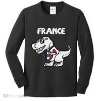 France Trex Dino French Flag Soccer Fan Kids Long Sleeve Shirt thumb 0