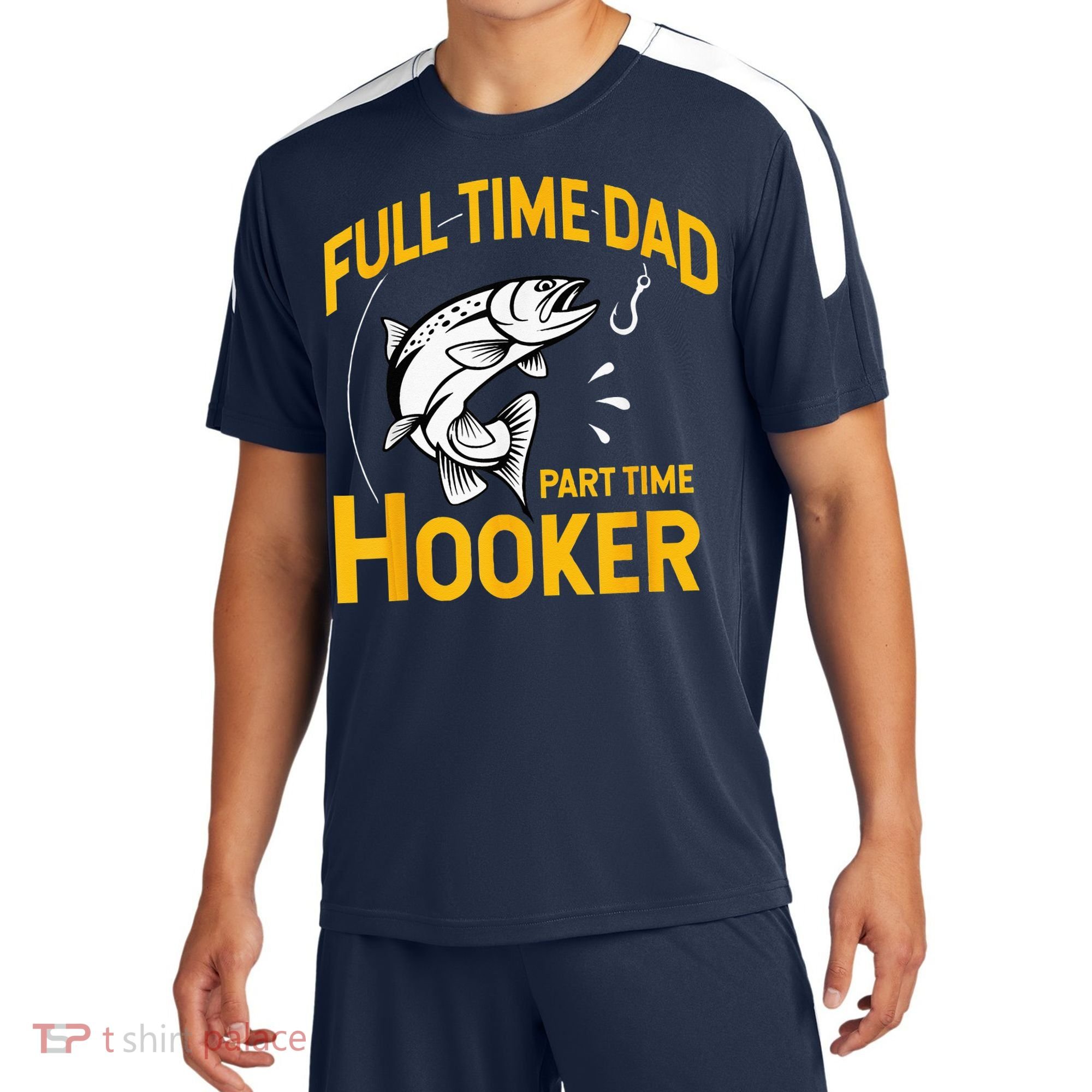 Full Time Dad Part Time Hooker Funny Fathers Day Fishing Sport-Tek Competitor United Soccer Jersey