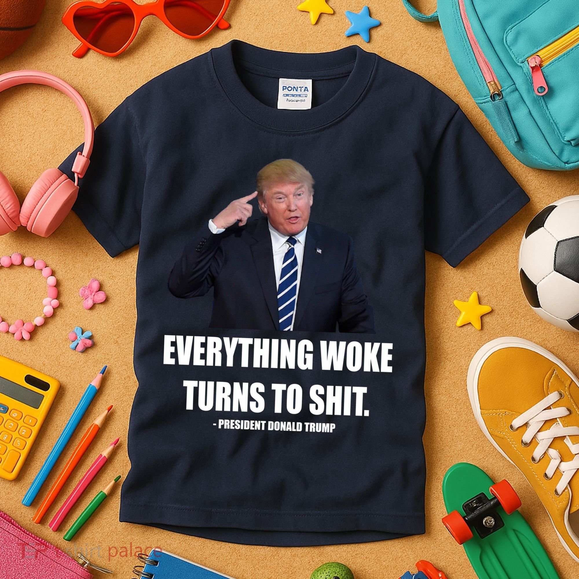 Funny Trump Everything Woke Turns To Shit Quote Kids T-Shirt