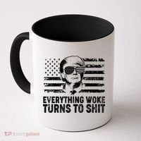 Funny Trump Everything Woke Turns To Shit Distressed USA American Flag Coffee Mug thumb 0